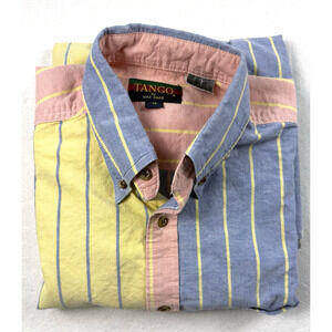 Vintage Tango Max Raab mens shirt med Striped color block Preppy Oxford